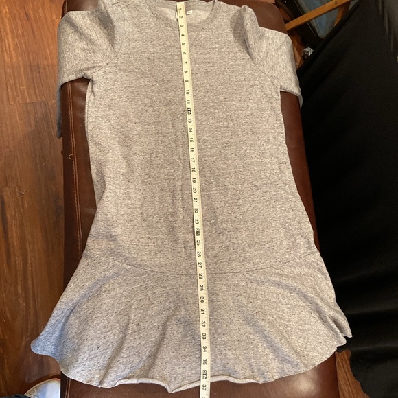 Gap Flounce Sweatshirt Dress, heather gray, flair skirt, slight puff sleeve, M - Picture 9 of 10